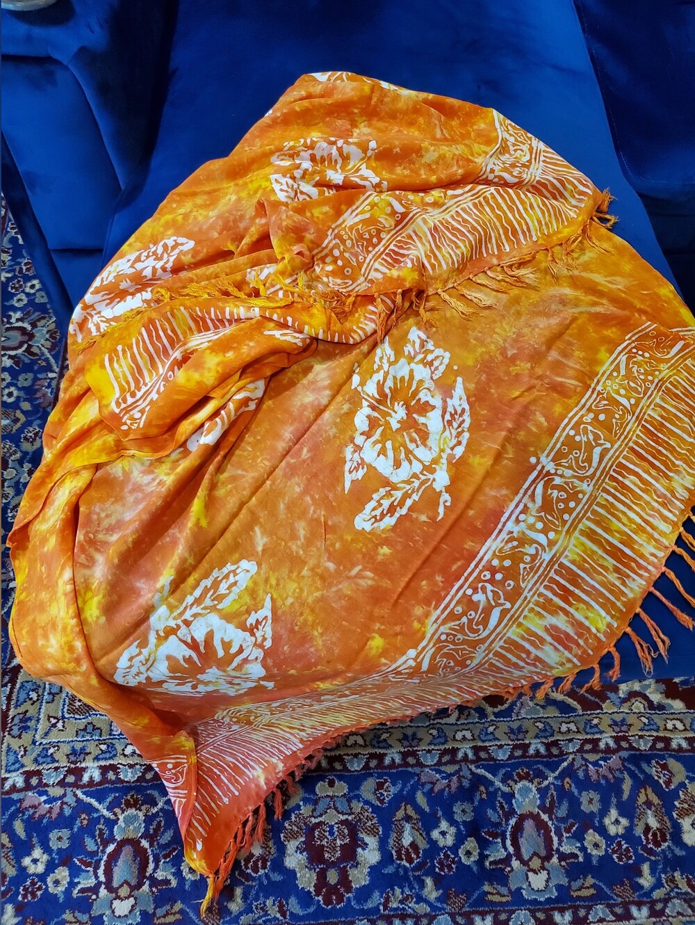 Orange Floral Batik Sarong Wrap - Picture 4 of 4